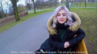 Pogoltne tujčevo vročo spermo za denar - fafanje v parku Eva Elfie